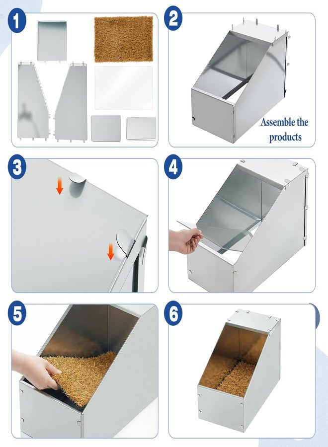 Maxcheck Galvanized Metal Rabbit Nesting Box, 18.5*10.6*10 in with 2 Pcs Grass Mats, Bunny Small Animal Nest with Removable Acrylic Floor for Breeding, Durable, Easy to Clean for Indoor/Outdoor Use - Image 5