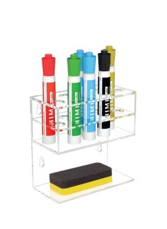 SMARTPOINTS Dry Erase Marker Holder for Whiteboard, Wall Mounted 2-Tier 10-Slot Clear Acrylic Marker Organizer Stand for School Office Home  - Image 1