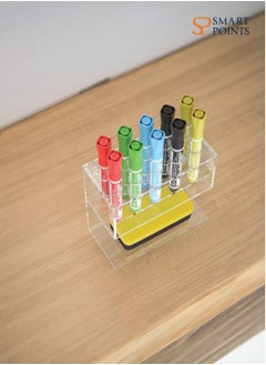 SMARTPOINTS Dry Erase Marker Holder for Whiteboard, Wall Mounted 2-Tier 10-Slot Clear Acrylic Marker Organizer Stand for School Office Home  - Image 3