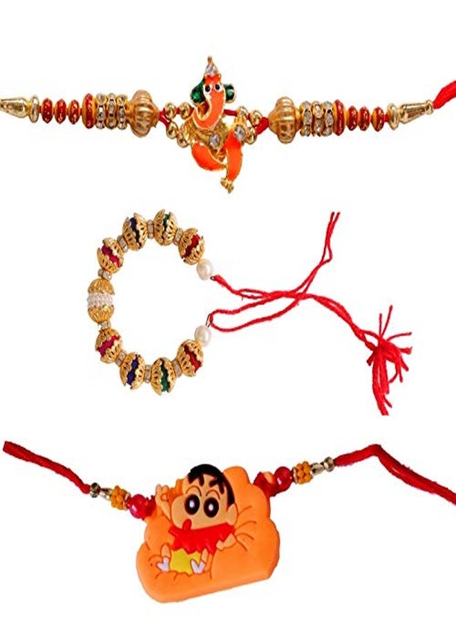 Suninow Designer Lord Ganesha BHAIYA BHABHI Kids Rakhi Set