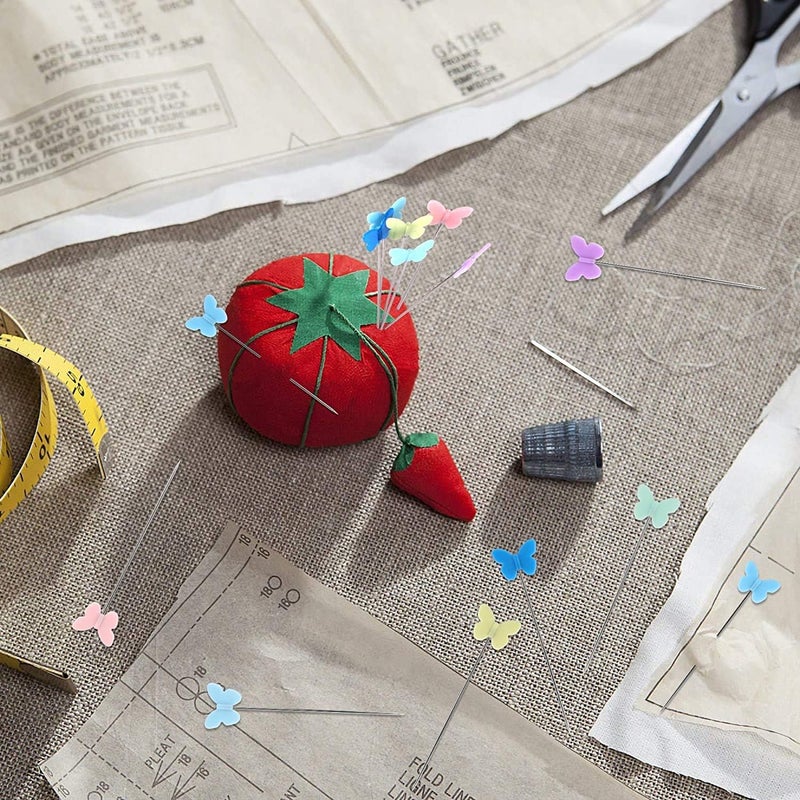 Sewing Pins, Flat Butterfly Head Straight Pins for Sewing DIY Projects, Multicolor Corsage Stick Pins for Dressmaker Jewelry Decoration (100, 2.16in ) - Image 5