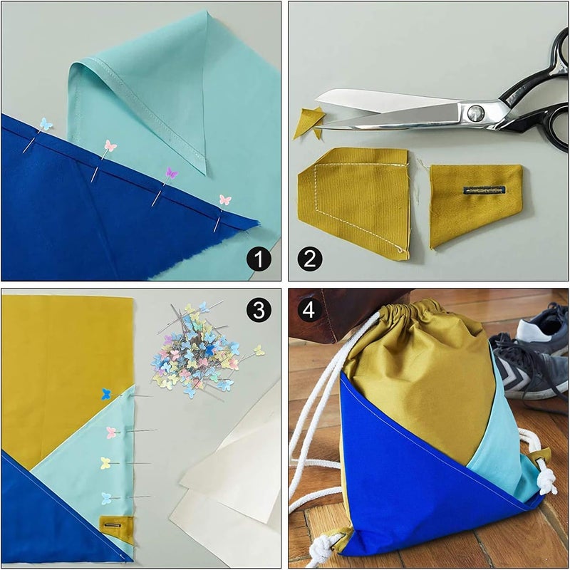 Sewing Pins, Flat Butterfly Head Straight Pins for Sewing DIY Projects, Multicolor Corsage Stick Pins for Dressmaker Jewelry Decoration (100, 2.16in ) - Image 4