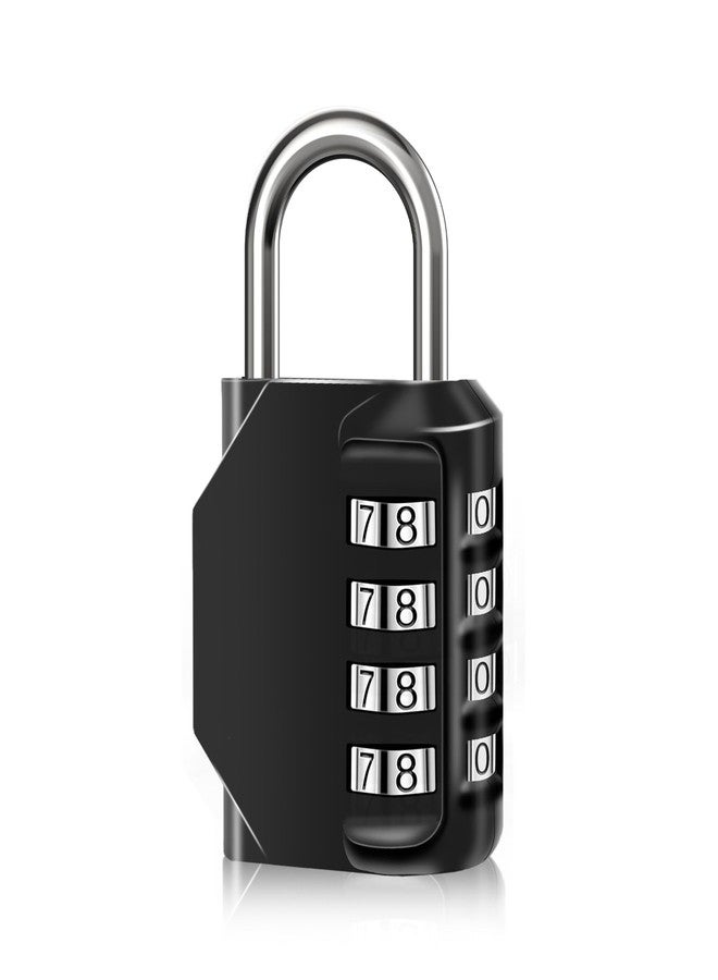 SUTOUG قفل تركيبة SUTOUG مقاوم للماء مكون من 4 أرقام مع رمز تركيبة، قفل تركيبة من سبائك الزنك للأبواب وصناديق الأدوات والمدارس والصالات الرياضية والحدائق والأسوار وخزانات البكرات والتخزين، أسود (قطعة واحدة) - Image 1