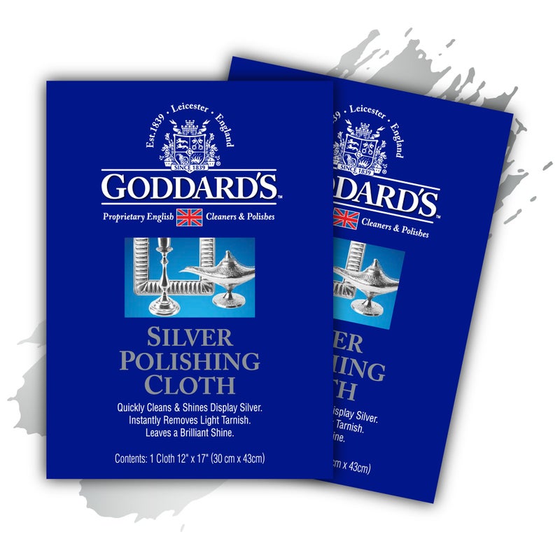 Goddard's Silver Polishing Cloth for Jewelry, Remove Tarnish on Plated or Sterling Silver, Gold, Antiques, and Leaves Tarnish Protection, 2 Cloths - Image 1