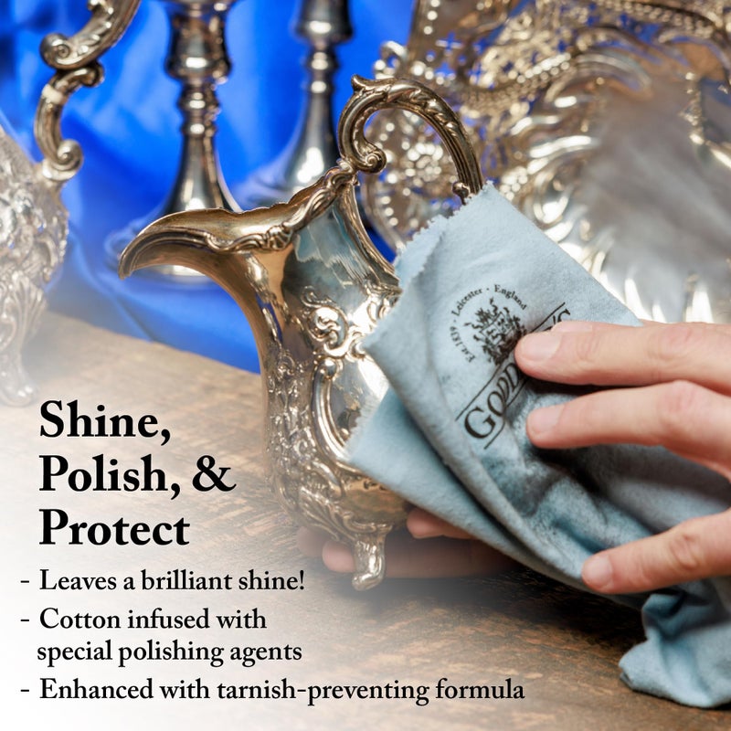 Goddard's Silver Polishing Cloth for Jewelry, Remove Tarnish on Plated or Sterling Silver, Gold, Antiques, and Leaves Tarnish Protection, 2 Cloths - Image 5