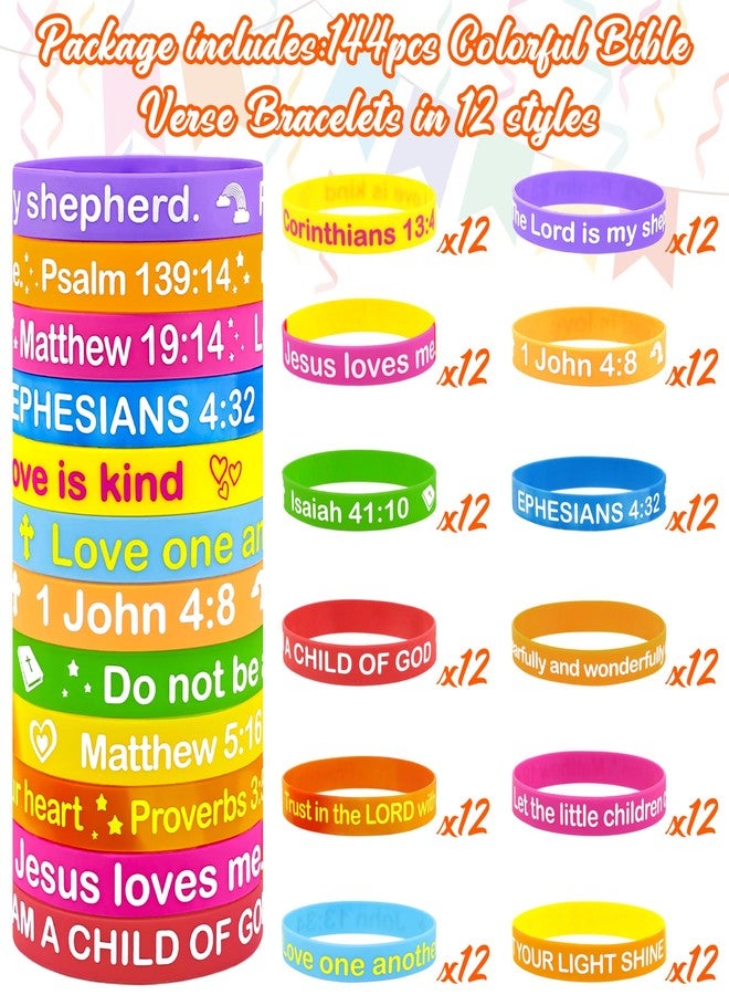 Moon Boat 144 Pcs Bible Verse Bracelets Bulk - Christian Jesus Religious Scripture Silicone Wristbands Colorful Style for Inspirational Gifts Party Favors - Image 4