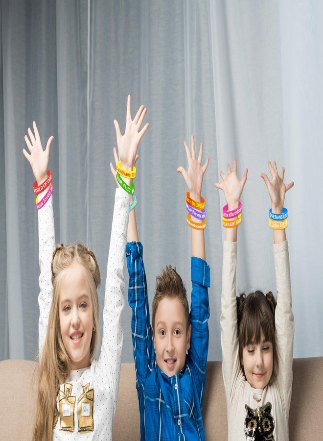 Moon Boat 144 Pcs Bible Verse Bracelets Bulk - Christian Jesus Religious Scripture Silicone Wristbands Colorful Style for Inspirational Gifts Party Favors - Image 2