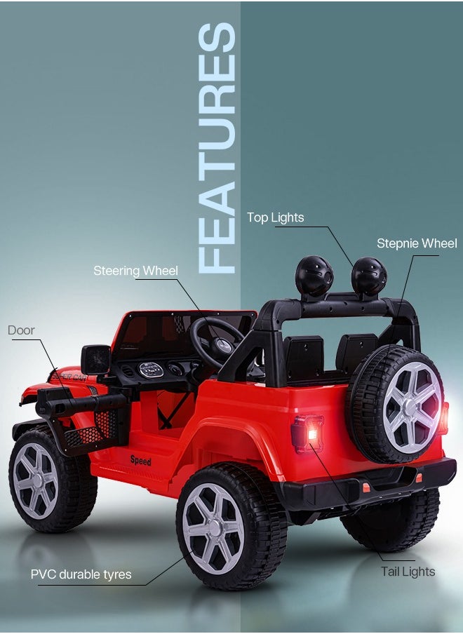 BAYBEE Baybee Battery Operated Jeep for Kids Rechargeable Battery Car for Kids with Music Led Light Ride On Kids Car Jeep Racing Baby Big Car Electric Car for Kids Childrens Boys Girls Red  - Image 3