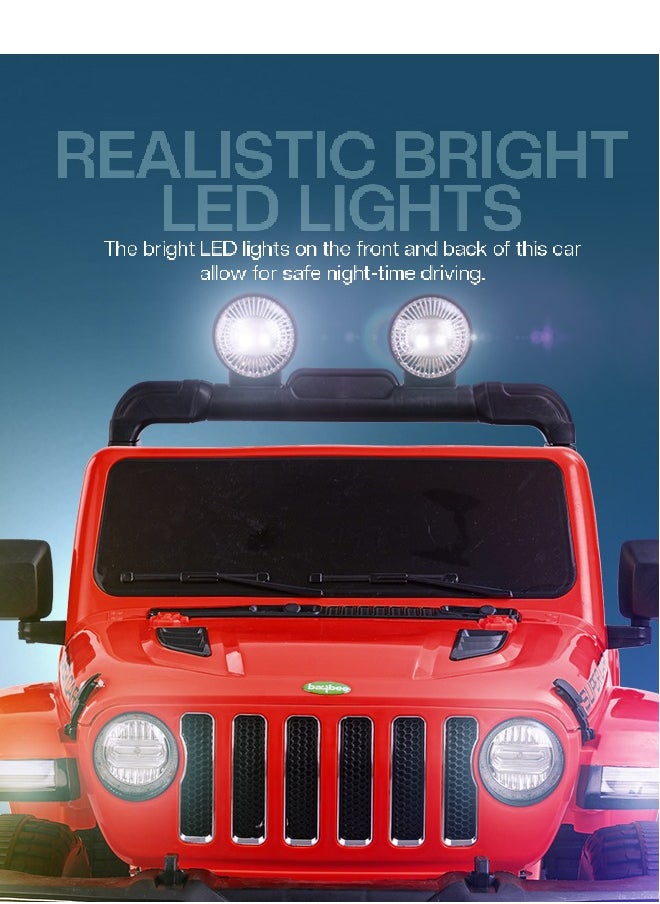 BAYBEE Baybee Battery Operated Jeep for Kids Rechargeable Battery Car for Kids with Music Led Light Ride On Kids Car Jeep Racing Baby Big Car Electric Car for Kids Childrens Boys Girls Red  - Image 2