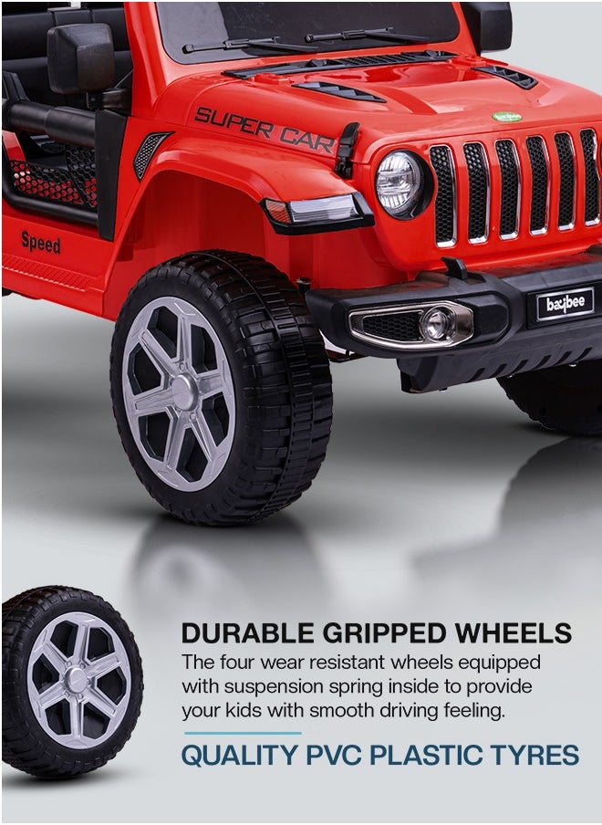 BAYBEE Baybee Battery Operated Jeep for Kids Rechargeable Battery Car for Kids with Music Led Light Ride On Kids Car Jeep Racing Baby Big Car Electric Car for Kids Childrens Boys Girls Red  - Image 4