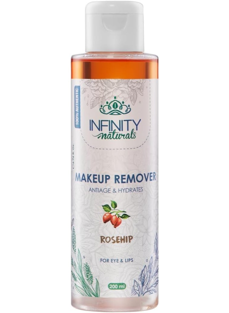 إينفينيتي 🧴 إنفينيتي ناتشورالز مزيل مكياج بزيت ثمر الورد – تركيبة تنظيف لطيفة – خالٍ من الكحول والبارابين – للوجه والعينين والشفاه