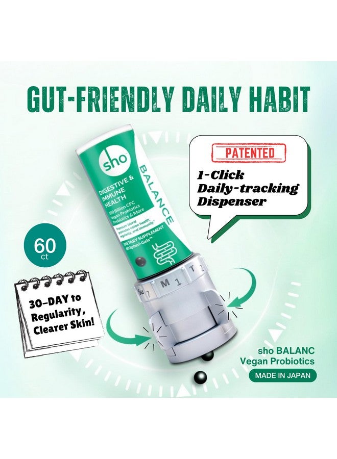 SHO Balance 100 Billion CFU Prebiotics & Probiotics - Supports Digestive & Gut Health - Vegan Supplement for Women & Men - Lactobacillus Casei | Shelf-Stable Bottle | 60 Pills - Image 5