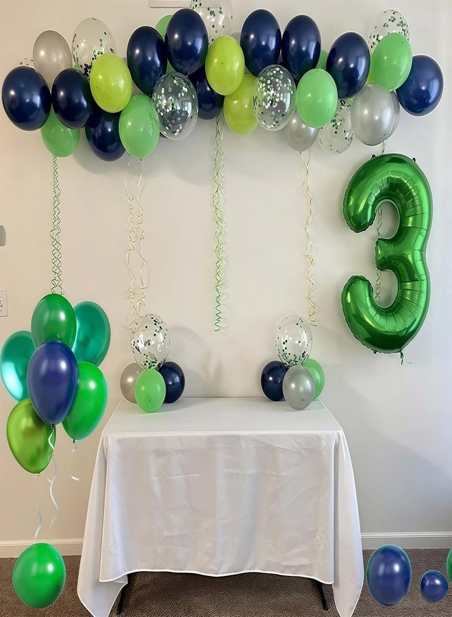 Teslite Balloon Arch Kit Blue and Green, Navy Blue Dark Green Balloon Garland Kit with Double Layer Chrome Blue Balloons, Metallic Green Blue, Green Confetti Balloons - Image 4