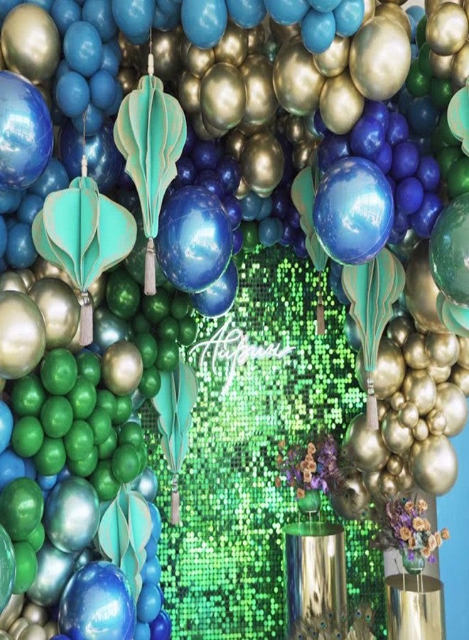 Teslite Balloon Arch Kit Blue and Green, Navy Blue Dark Green Balloon Garland Kit with Double Layer Chrome Blue Balloons, Metallic Green Blue, Green Confetti Balloons - Image 3