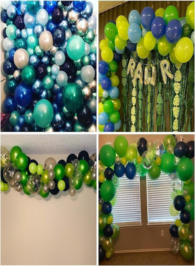 Teslite Balloon Arch Kit Blue and Green, Navy Blue Dark Green Balloon Garland Kit with Double Layer Chrome Blue Balloons, Metallic Green Blue, Green Confetti Balloons - Image 5