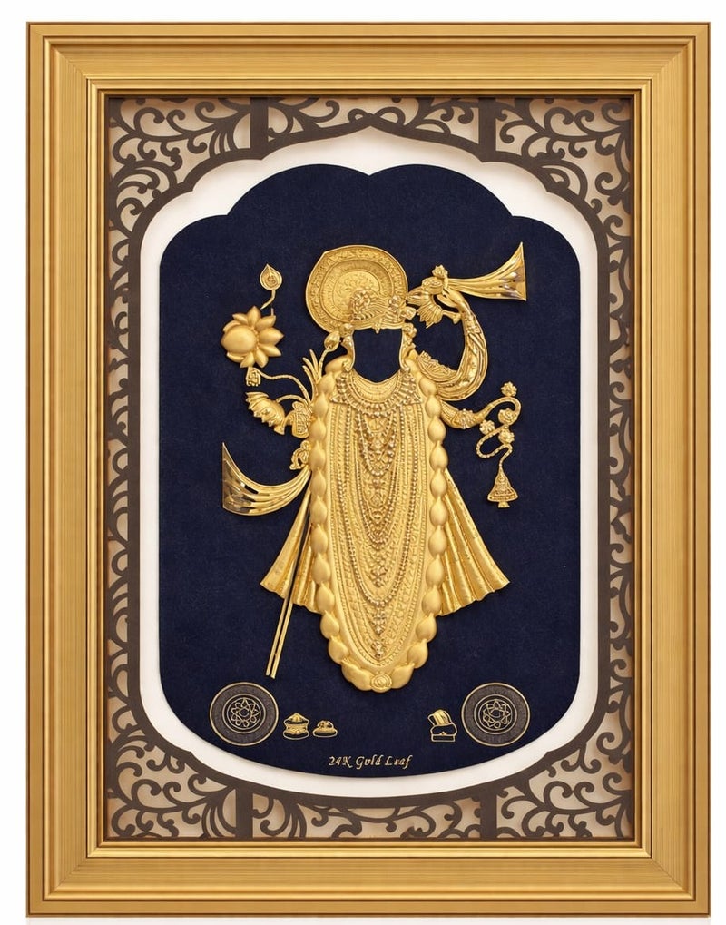 KHUSHBOO JEWELS 24KT PURE SHREENATHJI GOLD FRAME (48*36CM) - Image 1