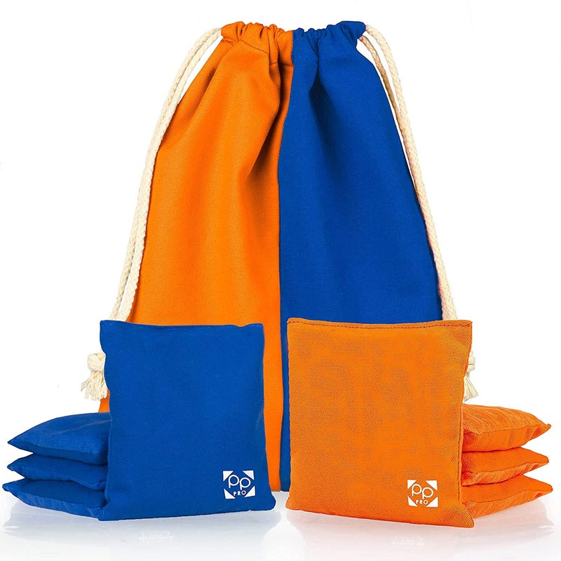 Play Platoon Professional Cornhole Bags Set of 8 Regulation All Weather Two Sided Bean Bags for Pro Corn Hole Game 4 Orange 4 Royal Blue - Image 2