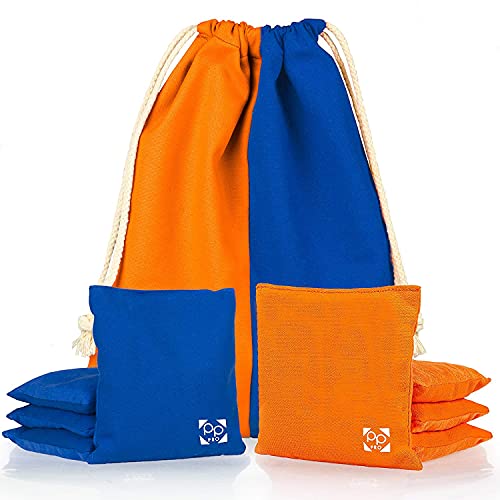 Play Platoon Professional Cornhole Bags Set of 8 Regulation All Weather Two Sided Bean Bags for Pro Corn Hole Game 4 Orange 4 Royal Blue - Image 1