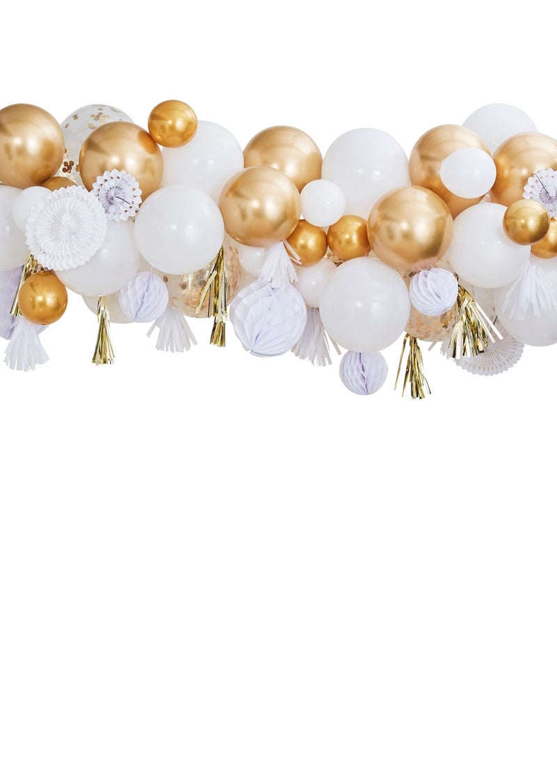 Ginger Ray Ginger Ray Metallic Balloon Garland with Honeycomb & Fans - Decorative Balloon Garland for Parties and Celebrations  - Image 1