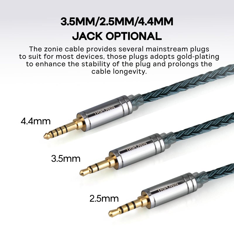 Linsoul Tripowin Zonie IEM Cable, 16 Core Silver Plated Earphone Upgraded Cords, 1.25m SPC in Ear Monitor Cable for 7hz Zero:2 Orchestra Lite Cadenza Hype4 Supermix4(2pin 0.78mm, 3.5mm)(Moss) - Image 5