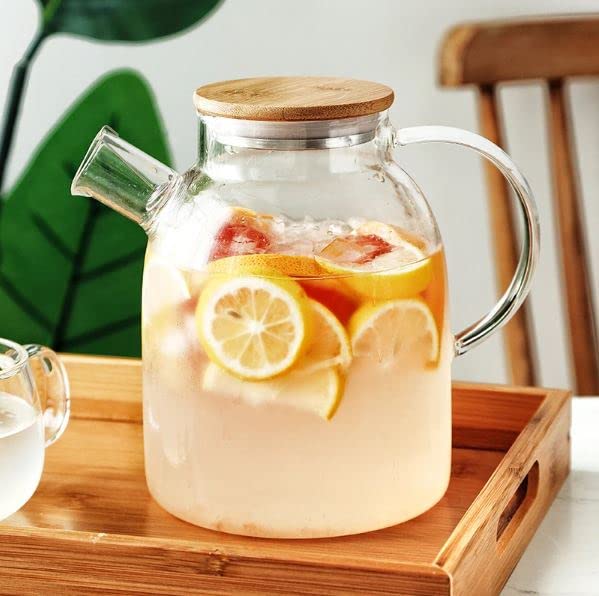 ROSEFINCH Glass Teapot with Infuser Glass Pitcher with Bamboo Lid Tea Pot for Loose Tea Teapot for Stovetop Safe Clear Teapot Glass Tea Kettle Glass Pot 1800 ml Clear Pack of 1 - Image 2