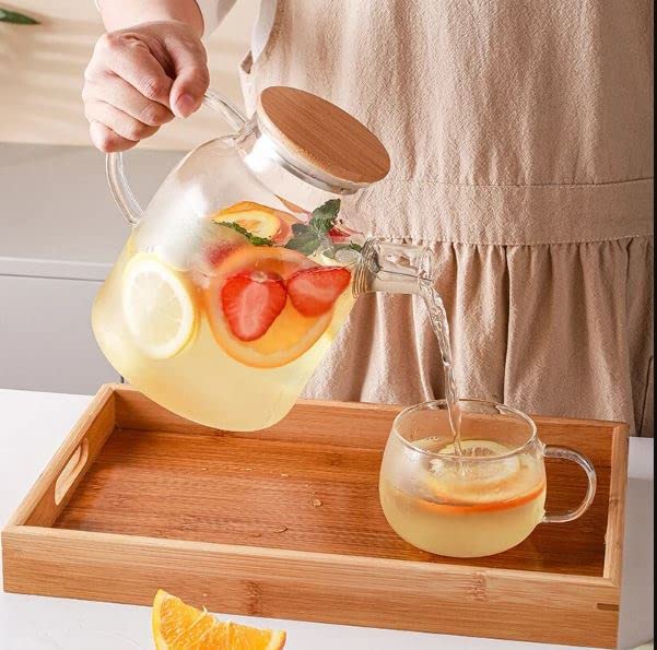 ROSEFINCH Glass Teapot with Infuser Glass Pitcher with Bamboo Lid Tea Pot for Loose Tea Teapot for Stovetop Safe Clear Teapot Glass Tea Kettle Glass Pot 1800 ml Clear Pack of 1 - Image 3