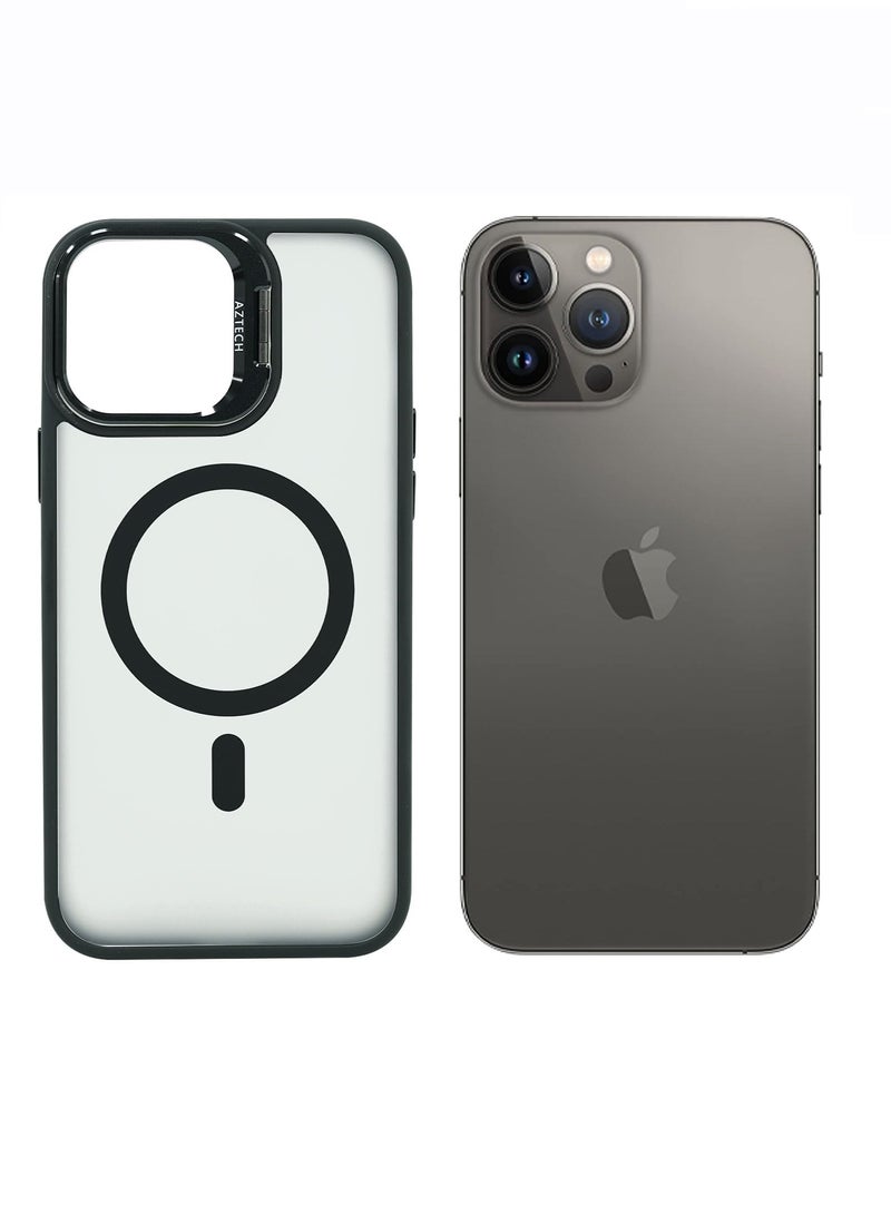 أزتك غطاء لآيفون 13 برو متوافق مع ماغسيف، يدعم الشحن اللاسلكي المغناطيسي، مع حلقة كاميرا مدمجة، خلفية مقاومة للخدش، غطاء قائم لآيفون 13 برو، هالولوك هجين كلاسيكي - Image 1