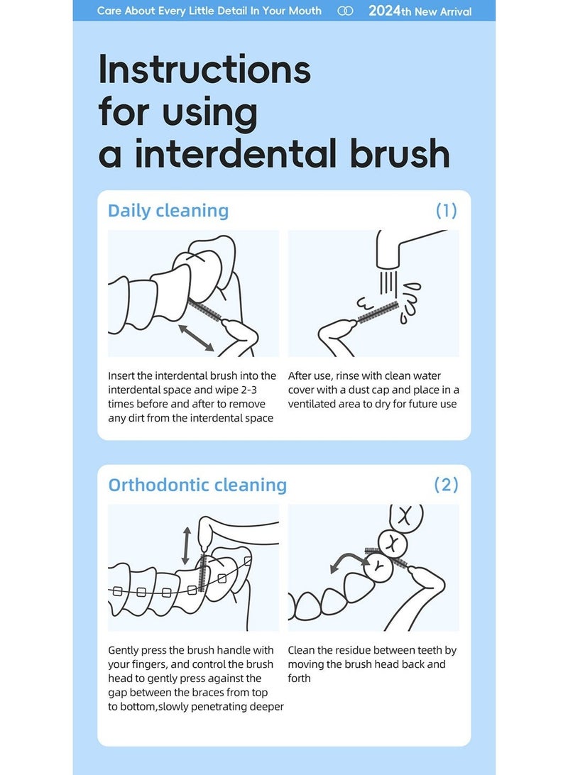ningnatural Interdental Brush (Mix Sizes ISO 0-5) | Angled Brush for Deep Interdental & Gum Cleaning - Image 3