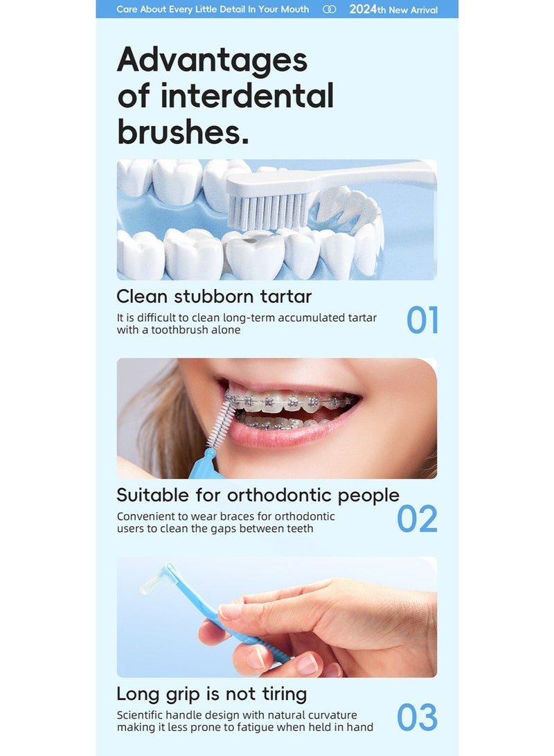 ningnatural Interdental Brush (Mix Sizes ISO 0-5) | Angled Brush for Deep Interdental & Gum Cleaning - Image 4
