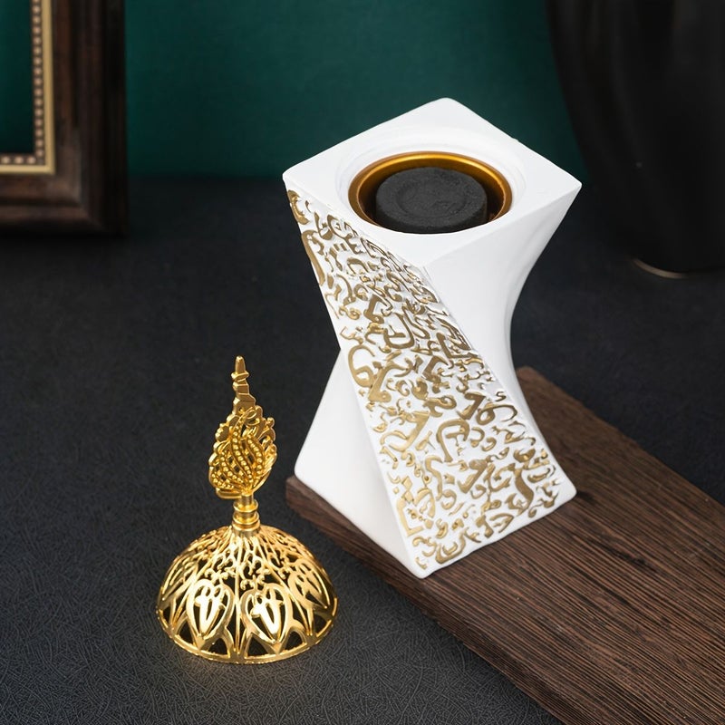 A Resin Incense Holder Golden Bakhoor Burner Arabic Style Decorative Ornament For Home Room Decor Party And Festival Embellishment - Image 4