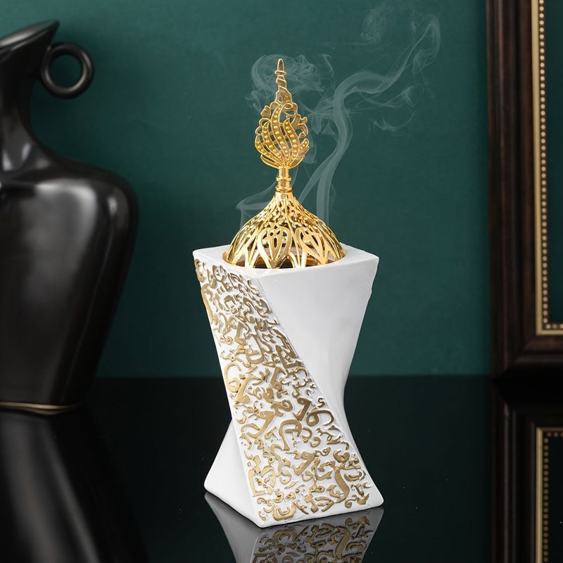 A Resin Incense Holder Golden Bakhoor Burner Arabic Style Decorative Ornament For Home Room Decor Party And Festival Embellishment - Image 1