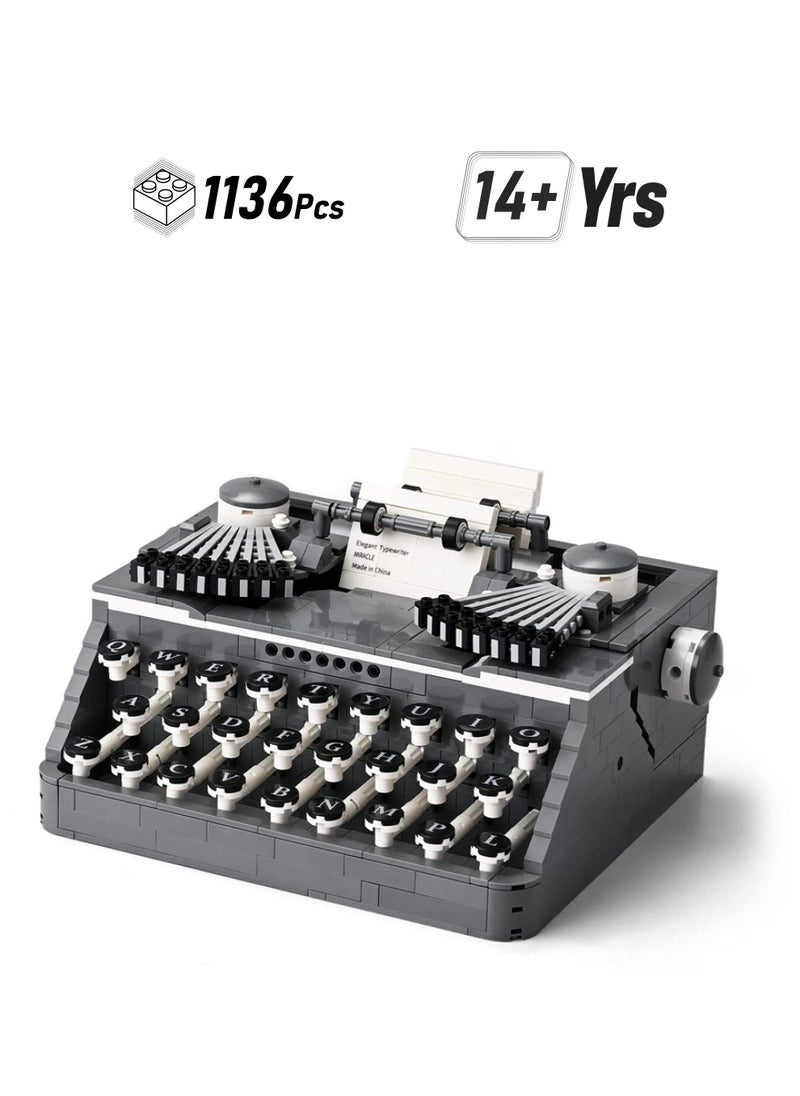 SYOSI Retro Typewriter, Vintage Typewriter Building Set Composed of Mini Bricks, Collectible Display Model Toy as A Wonderful Gift Idea for Adults (1136 Pieces)  - Image 1