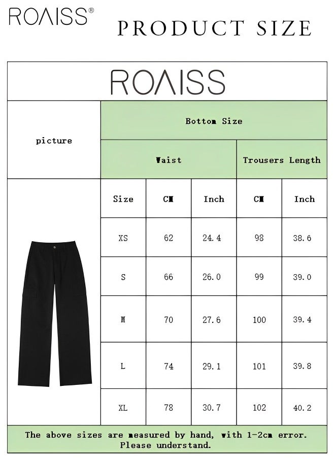 Women's High Waisted Multi Pocket Overalls Button Open and Close Fashion Casual Wide Leg Pants