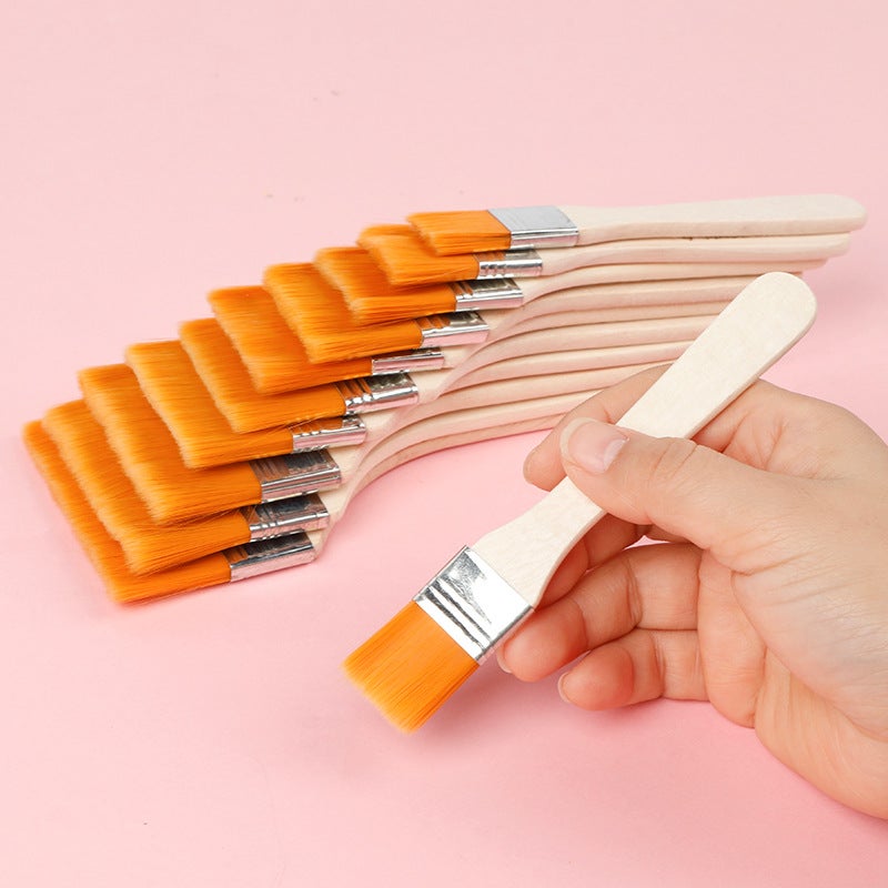 YIXUAN Yellow wool nylon plate brush 12 PCs suit oil painting brush cleaning brush barbecue brush paint brush factory wholesale - Image 4