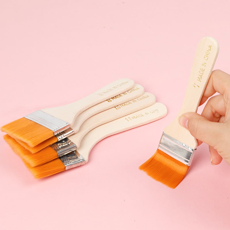 YIXUAN Yellow wool nylon plate brush 12 PCs suit oil painting brush cleaning brush barbecue brush paint brush factory wholesale - Image 2