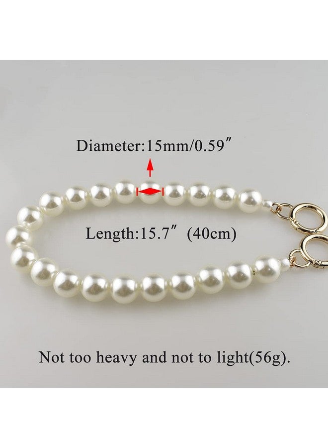 HAHIYO HAHIYO Imitation Pearl Bead Purse Chain Strap White Extender Length 15.7 inches Gold Clasp Diameter 0.59 inches 1 Pack for LV Shoulder Purse Handbag Clutch Replacement Strap Accessories Decoration  - Image 2