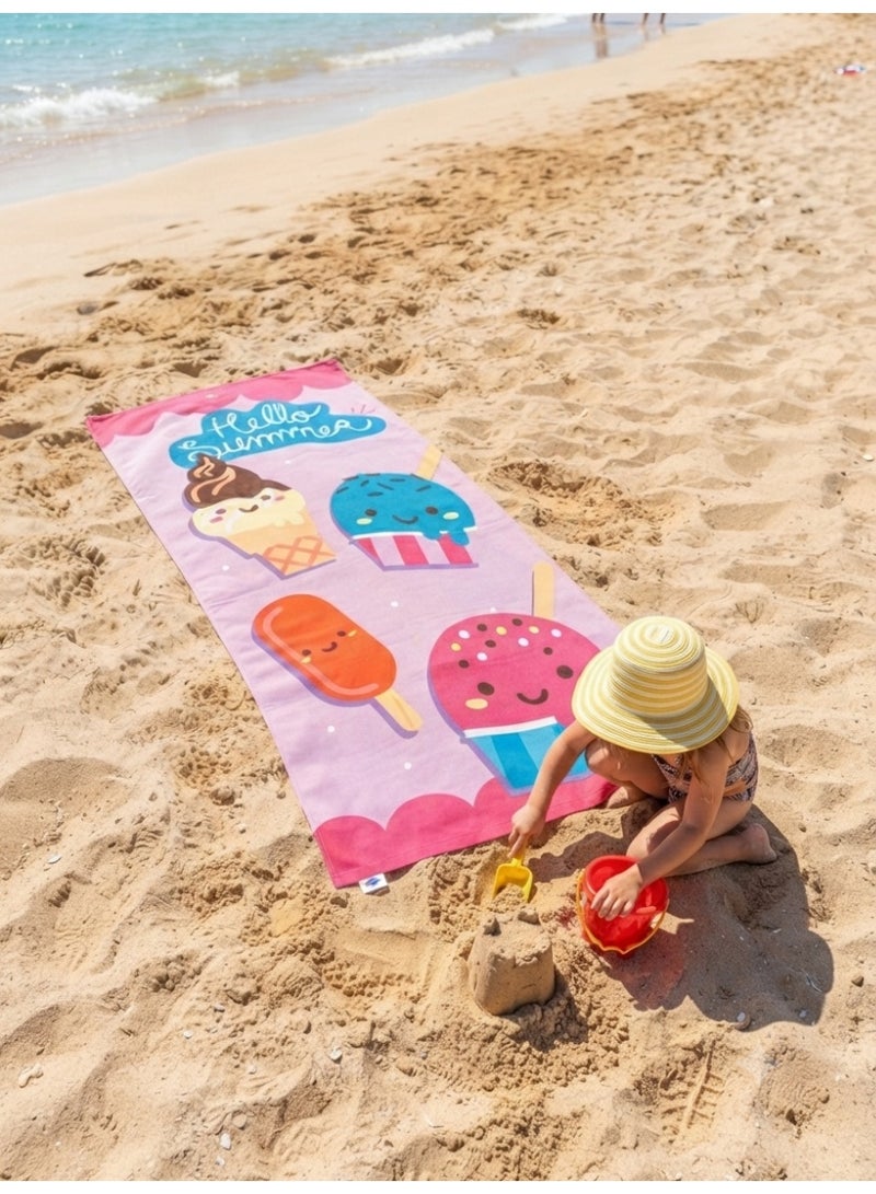 cotton beach towel with hello summer print,140x70 cm - Image 2
