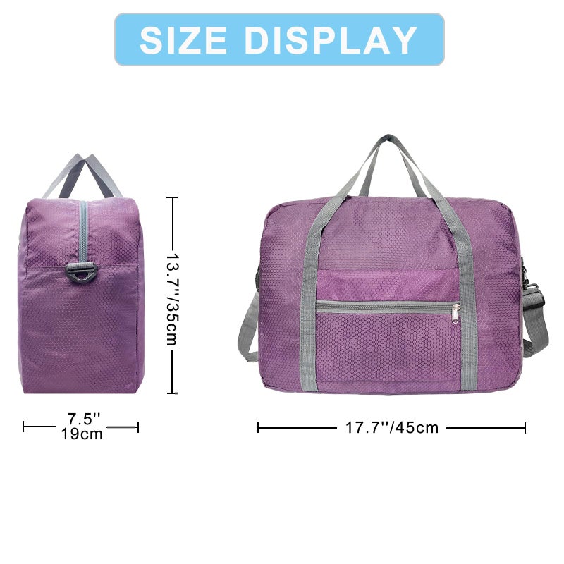 Beurlike For Spirit Airlines Personal Item Bag 18x14x8 Foldable Carry on Bags for Airplanes Travel Duffel Bags for Women and Men(Purple (With Shoulder Strap)) - Image 4