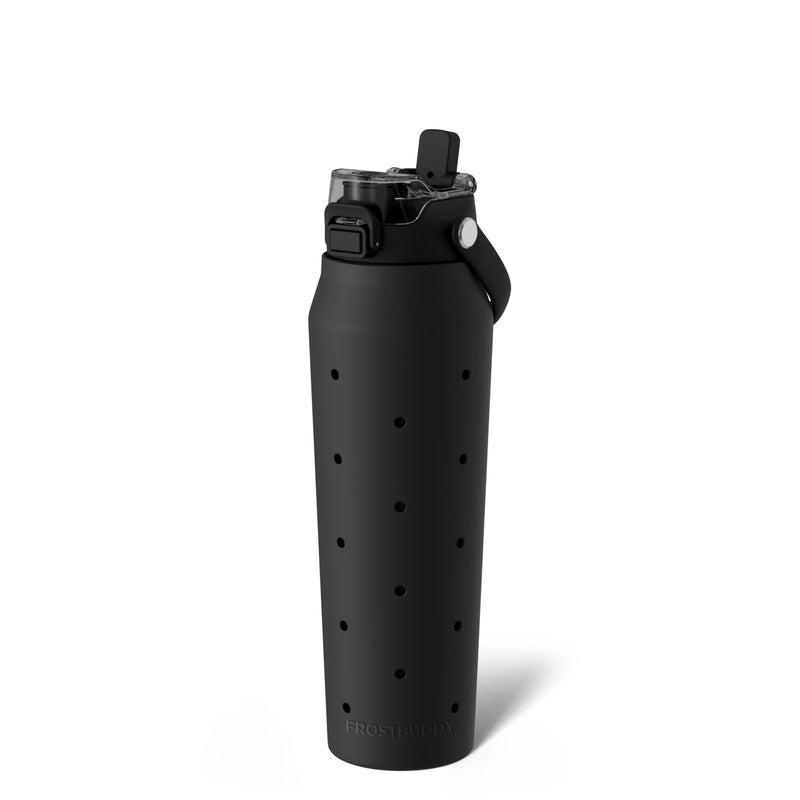 Frost Buddy 32 oz Insulated Stainless Steel Water Bottle with Silicone Sleeve - Customizable with Budz Charms | Straw & Chug Lid, Leak-Proof & Cup Holder Friendly - Image 1