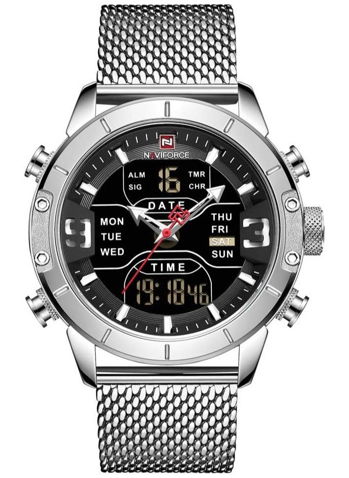 NAVIFORCE NAVIFORCE Mans Metal Analog and Digital Sports Watches Quartz Clock Wrist Watch NF9153S SB  - Image 1