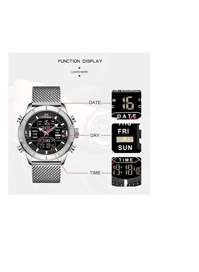 NAVIFORCE NAVIFORCE Mans Metal Analog and Digital Sports Watches Quartz Clock Wrist Watch NF9153S SB  - Image 5