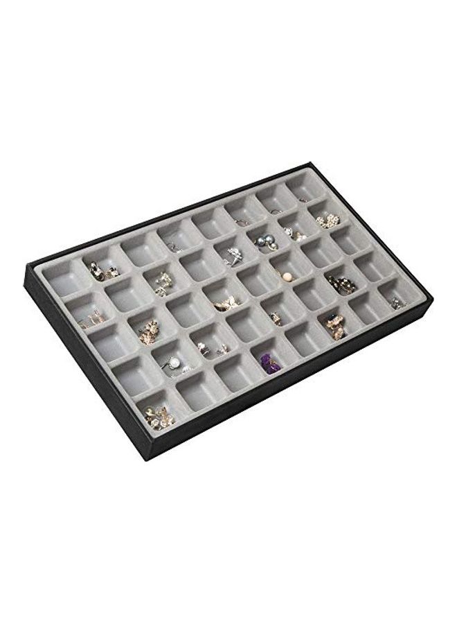 J JACKCUBE DESIGN JackCubeDesign 40 Compartments Stackable Synthetic Leather Jewelry Tray Earring Necklace Bracelet Ring Organizer Display Storage Box(Set of 1, Black, 16 x 9.6 x 1.6 inches)- MK212-1A - Image 1