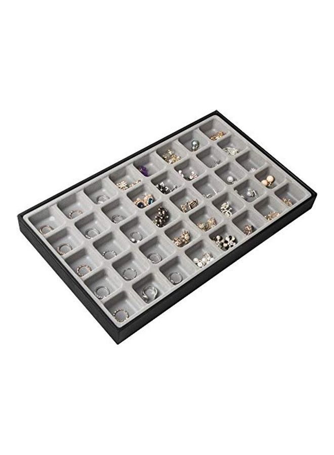 J JACKCUBE DESIGN JackCubeDesign 40 Compartments Stackable Synthetic Leather Jewelry Tray Earring Necklace Bracelet Ring Organizer Display Storage Box(Set of 1, Black, 16 x 9.6 x 1.6 inches)- MK212-1A - Image 2