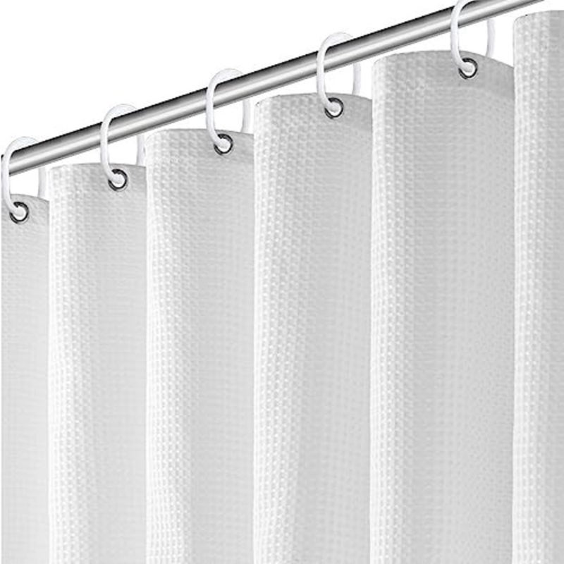 baihuoExtra Long Shower Curtain for Bathroom, 220cm Height Waffle Weave, Hotel Collection, Water Repellent, Machine Washable, 71x86.7 Inch White - Image 1