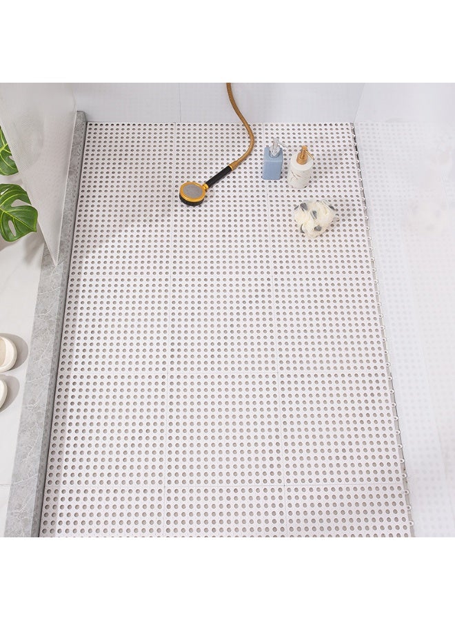 Jorunb 12 Pack Interlocking Non Slip Drainage Floor Tiles, 11.8 X 11.8 Inch Soft PVC Bath Shower Floor Mat with Suctions Cups, Drainage Holes for Bathroom, Kitchen, Pool (White) - Image 1