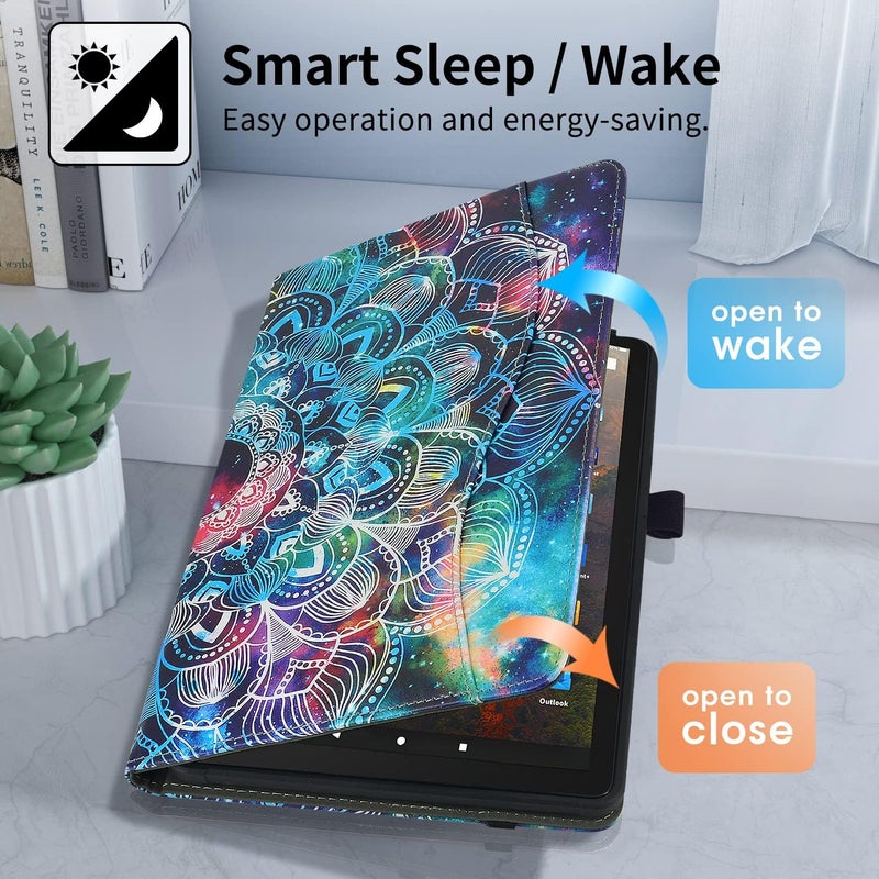 VORI Case for All-New Amazon Fire HD 10 Tablet (11th Generation 2021 Release) and Fire HD 10 Plus, Folding Stand TPU Cover with Auto Wake/Sleep & Hand Strap for Fire 10.1 Inch 2021, Mandala Galaxy - Image 4