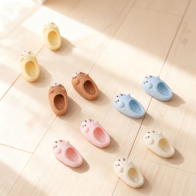 Beige Miniature Cat Slippers For Dollhouse DIY Display And Collectible Crafts - Image 4