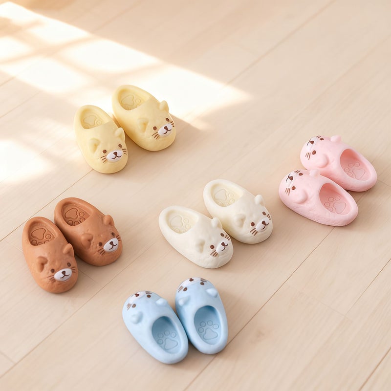 Beige Miniature Cat Slippers For Dollhouse DIY Display And Collectible Crafts - Image 5