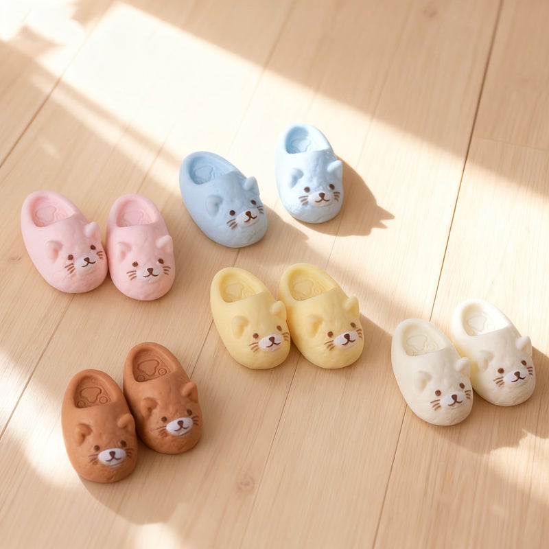 Beige Miniature Cat Slippers For Dollhouse DIY Display And Collectible Crafts - Image 2