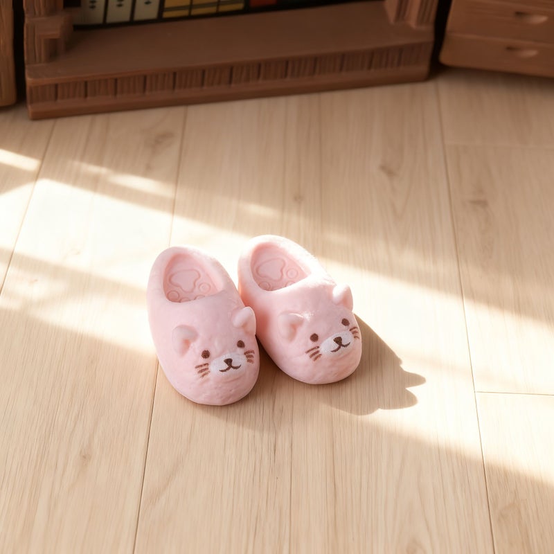 Beige Miniature Cat Slippers For Dollhouse DIY Display And Collectible Crafts - Image 3